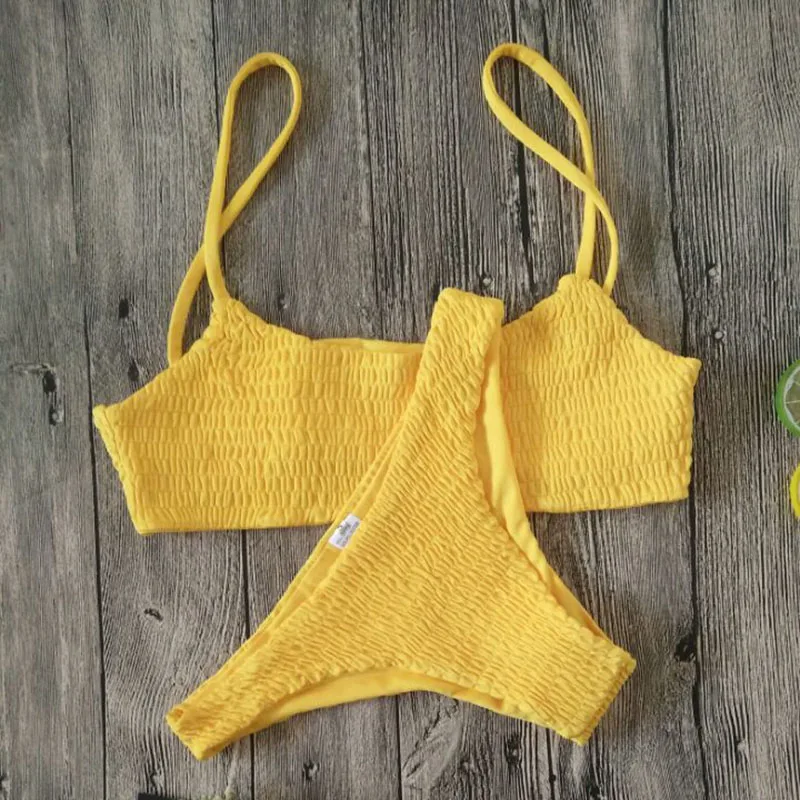 Sexy Green Bandeau Swimwear Women Triangle Bikini Halter Bandage Thong Bikinis Bathing Suit Beach Suit with Pad Set (2)