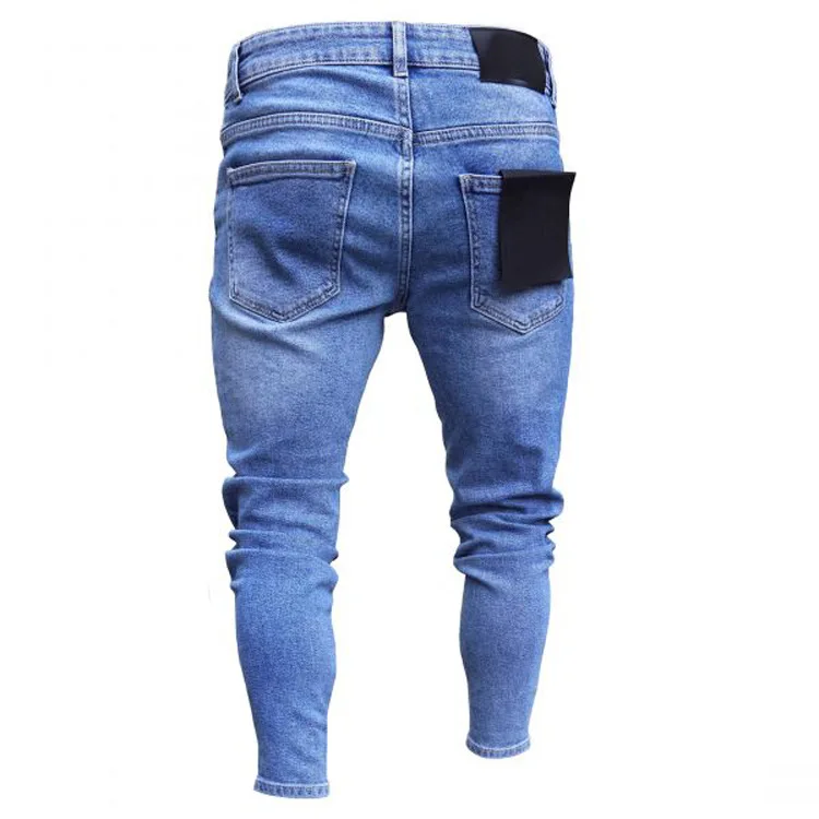 Модная уличная одежда, мужские брюки, джинсы, Мужские Винтажные рваные эластичные джинсы на молнии, штаны, хип-хоп джинсы для мужчин