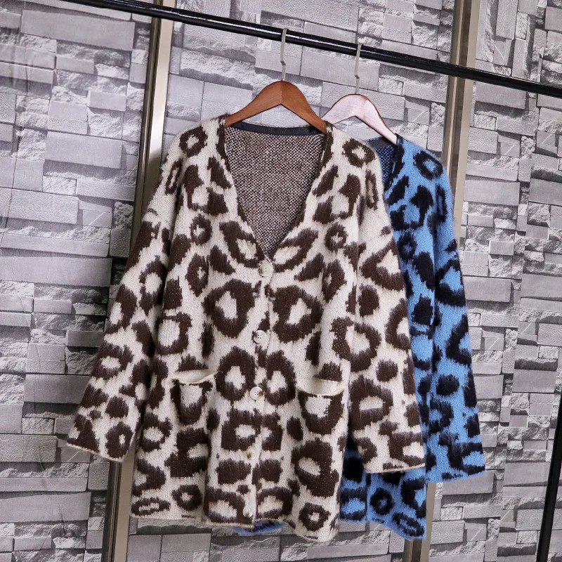 Wholesale High Quality 2019 Spring Autumn Fashion Leopard Single Breasted Knitting Long Cardigan Plus Sie Sweater Oversized Coat Wholesale High Quality 2019 Spring Autumn Fashion Leopard Single Breasted Knitting Long Cardigan Plus Sie Sweater Oversized Coat