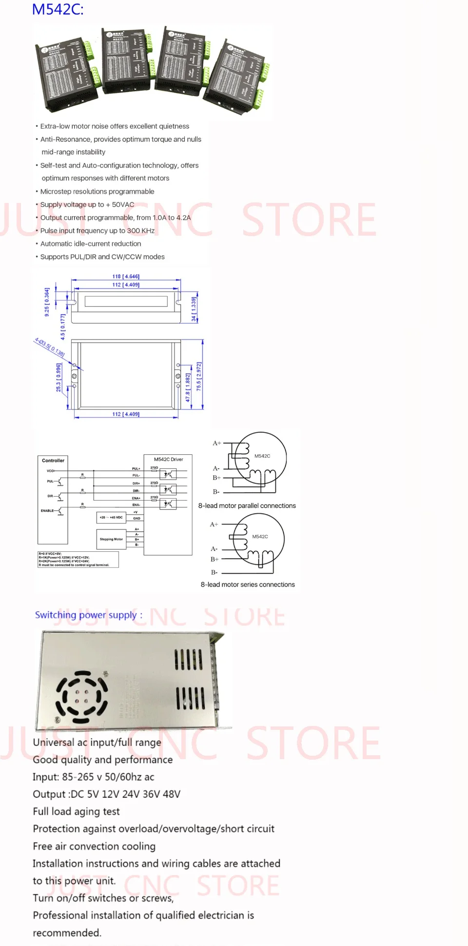 CNC mach3 USB 4 оси комплект, 4 шт. M542C Драйвер+ DDCS V3.1 контроллер+ блок питания