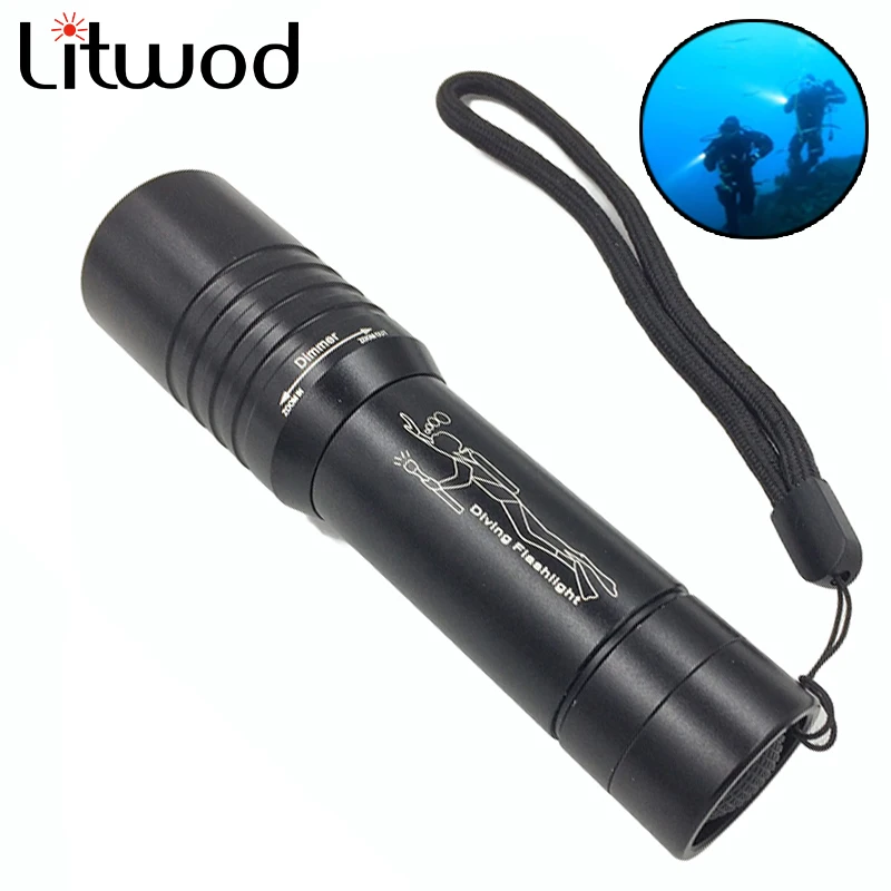 

Z30DV02 Diving LED Flashlight Torch 3800Lm XM-T6 Waterproof Dive Underwater 80 Meter Lamp Light Camping Lanterna with 18650