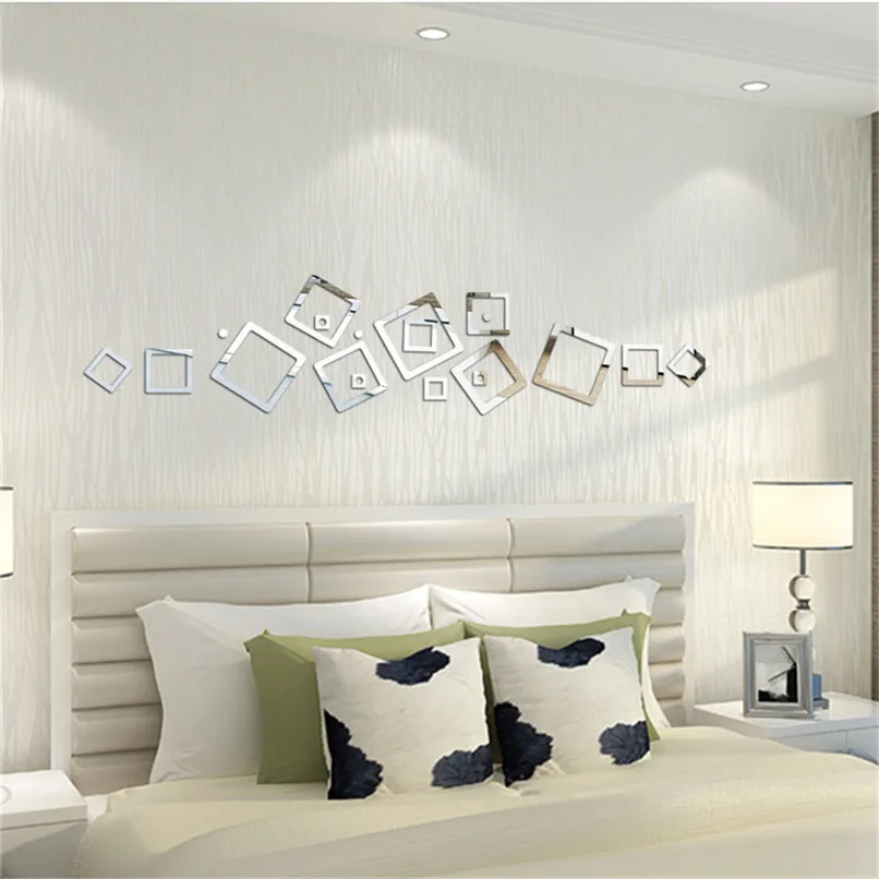 New Creative Mirror Wall Stickers Square Mirror Paste Home Wall