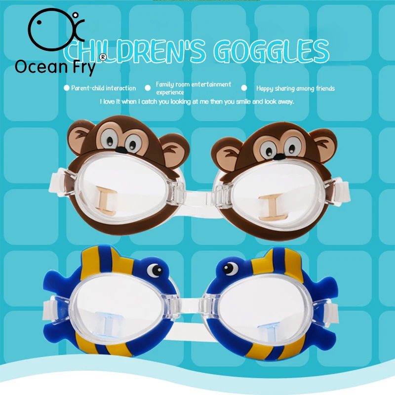 

Children Baby Goggles Waterplay Toys Transparent Lens Soft Silica Gel Little Bird Blue Fish Frog Monkey Baby Children Goggles