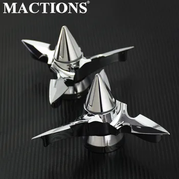 

Motorcycle Front Axle Spun Blade Pointed Spinning Axle Caps Cover For Harley Dyna Softail Electra Glide Touring V-Rod 07-14