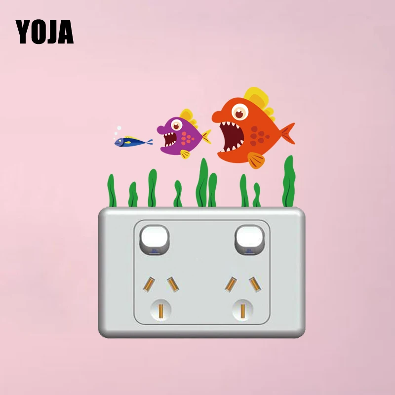 YOJA Wonderful Big Fish Eat Small PVC Wall Sticker Switch Decal Home Decor Accessories 11SS0179 | Дом и сад