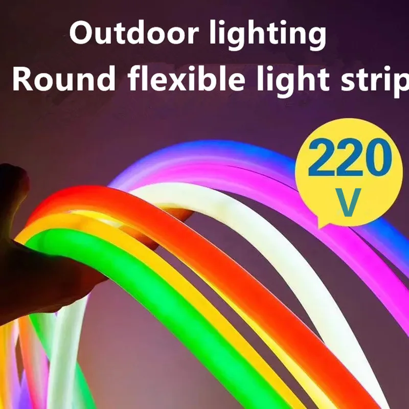 #cheap 220V 230V led neon rope strip ribbon light 2835 tape waterproof ip65 ip67 with power plug RGB warm white blue green red pink