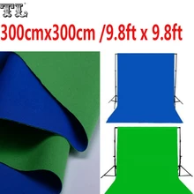 3x3 м двойной 2 лица Ткань 9,8 футов x 9,8 футов зеленый и синий черный и белый хлопок хрома ключ муслин экран фоны материал