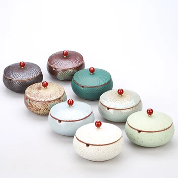 

Ceramic Cigar Cigarette Ashtray Pottery With or Without Lid Home Desktop Decoration Smoking Supplies