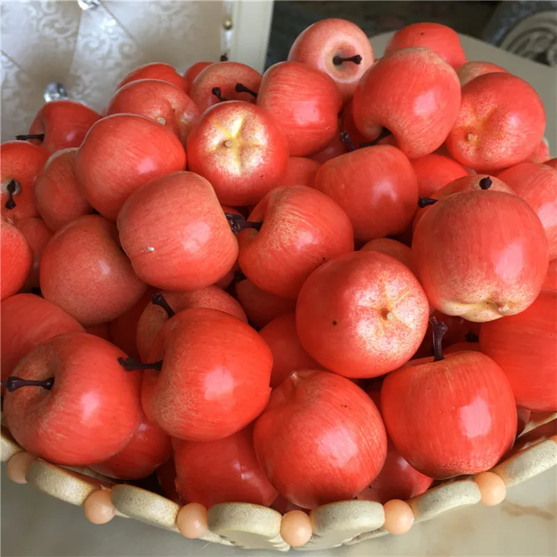 100 шт., искусственные мини яблоки, 3,5 см, искусственные фрукты, имитация, милые красные/зеленые игрушечные яблоки для фотосессии, реквизит, украшения для фруктового магазина