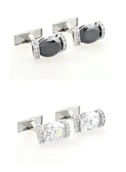 

5pairs/lot Big White Black Glass Cufflinks Hollow Arch Shape With Rhinestone Cuff Links Men's Jewelry Wholesale