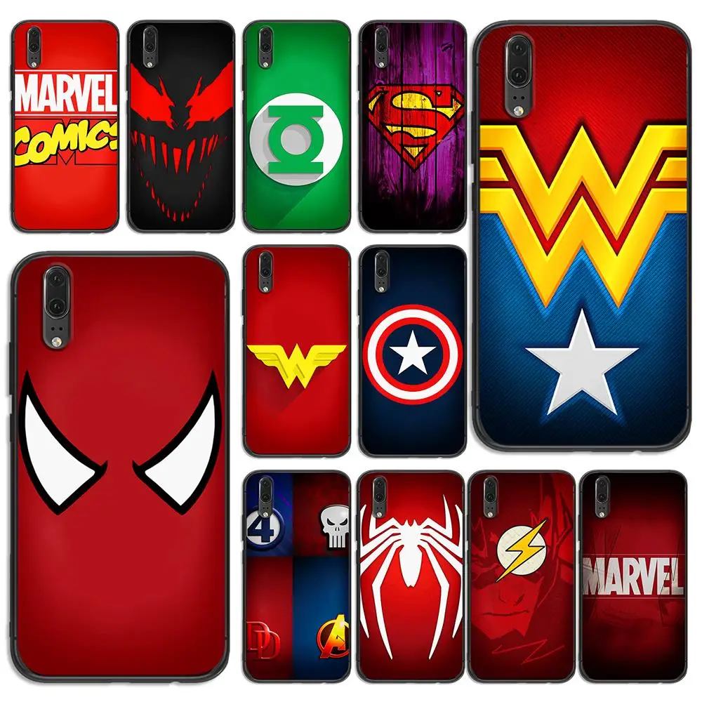 Comics логотип для huawei Y6 Y7 Y9 Prime чехол телефона Nova 2i 3 4 3i Lite mate 10 20 Pro черные силиконовые