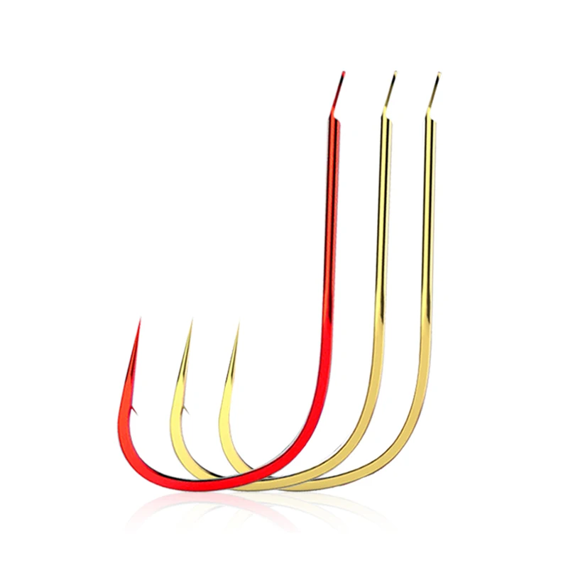 GUGUFISH 100Pcs Kanto Barbless Hooks fishing hooks #1-#8 High carbon steel Carbon Gold and Red Bait Holder Fish Hook Set