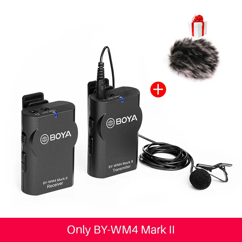 Boya BY-WM4 Mark II, беспроводной микрофон, конденсаторная система, петличный микрофон с отворотом для интервью, микрофон для iPhone, Canon, Nikon, DSLR камера - Цвет: BY WM4 Mark II Only