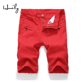 

HMILY Men Cool Denim Summer Jeans Cotton Casual Men Short Pants Hip Hop Clothing Shorts Jeans Mens Denim Shorts