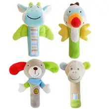 Детская плюшевая погремушка, мультяшная палочка, обучающая игрушка для От 0 до 1 года, игрушки для детей, милая погремушка с животными