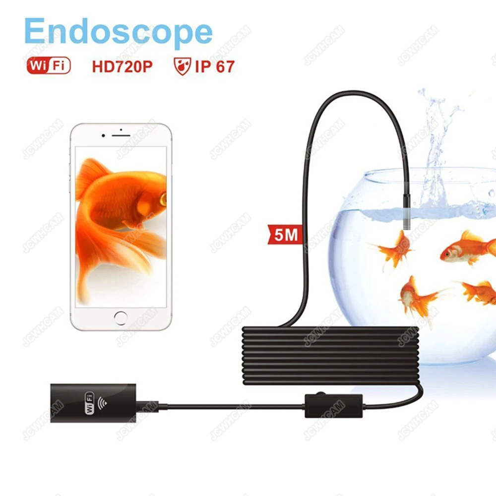 720P Wifi эндоскоп камера 8 мм 1 м 2 3 5 Водонепроницаемый Android iOS смартфон Труба Wi fi мини