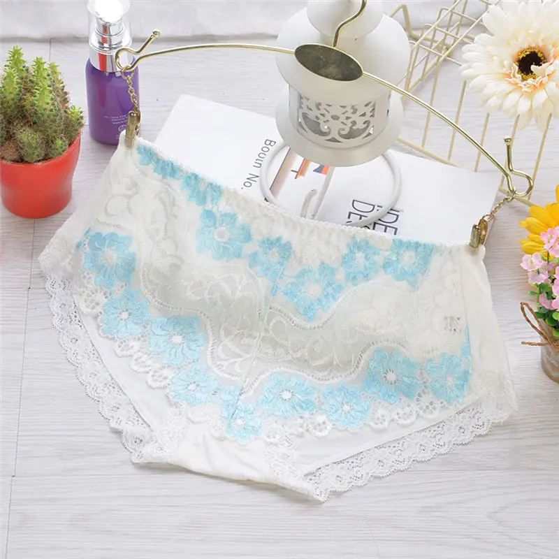 woman Sexy lingerie bamboo fiber low waist briefs embroidering breathable panties lady lace High quality panties Underwear