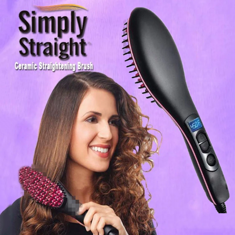 

Hair Straight Electric Brush Handheld Ceramic Professional LCD Display Fast Straightener Professional Hair Straightener Comb