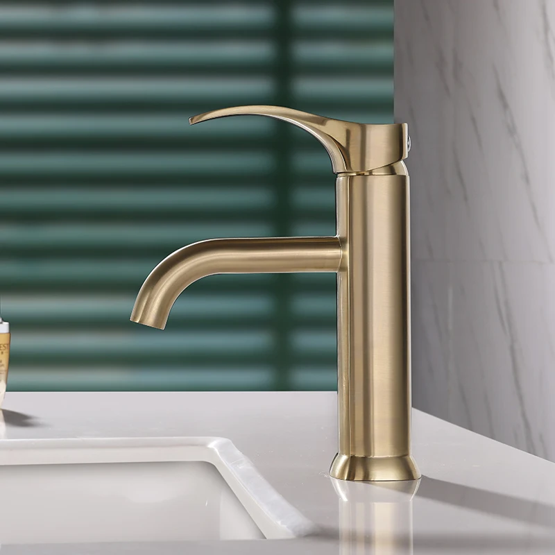 

Bathroom Basin Faucets Brushed Gold Brass Faucet Sink Crane Diamond Tall Mixer Taps Single Hole Deck Mounted Hot & Cold Torneira