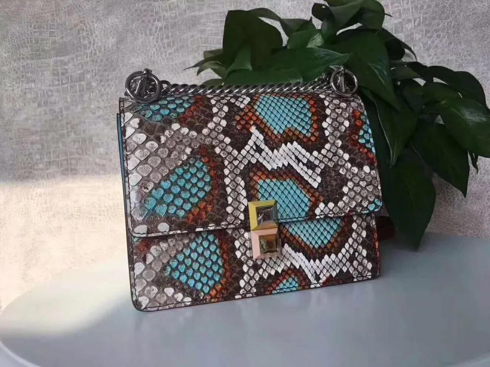 

100% genuine python skin women messenger shoulder bag, 2018 New fashion snake skin leather lady shoulder bag cross body bag
