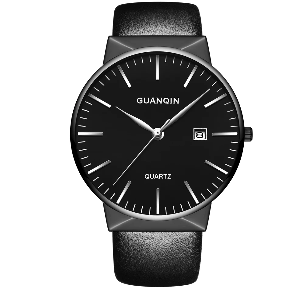 2017 GUANQIN Watch Men Ultra Thin Simple Fashion Casual Quartz Men Watches Leather Strap Men Clock Wristwatch Birthday Gift (21)