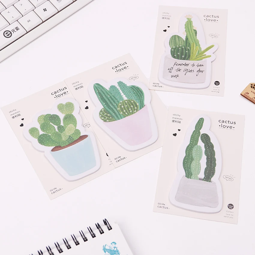 

2PCS/lot Cactus Love Succulent Plants Post It N Times Irregular Memo Pads Student Sticky Notes School Label Gift