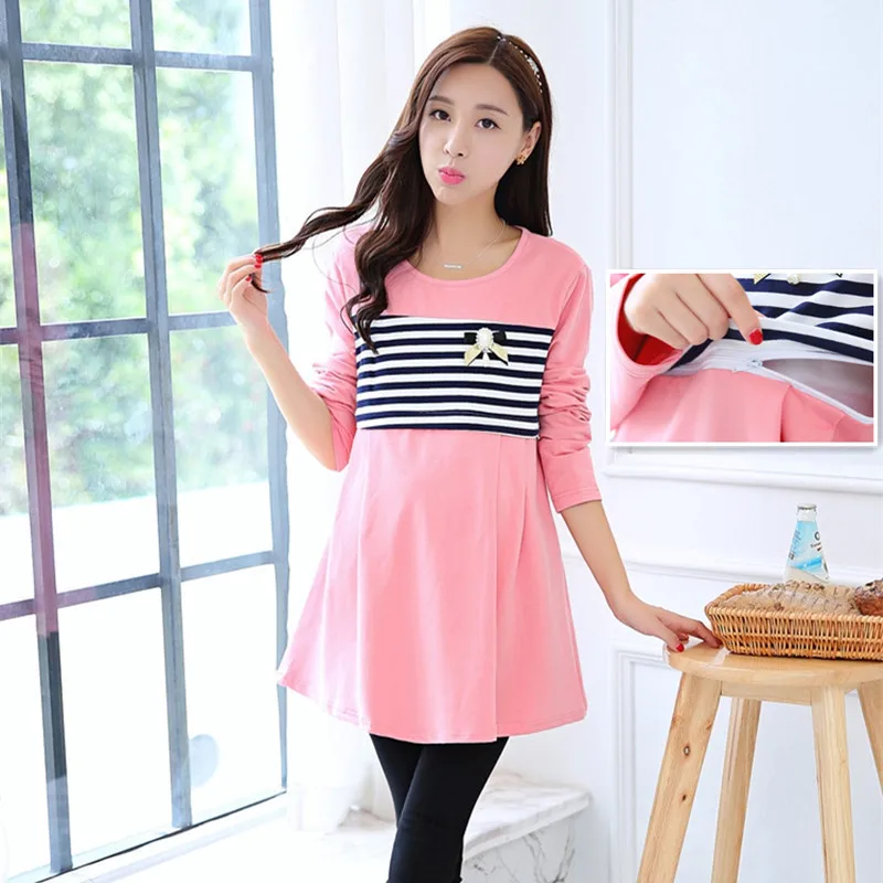 

Spring Autumn Maternity Tees T Shirts Cotton gravida Nursing Top Breast Feeding Clothes For Pregnant Women Maternidade Pregnancy