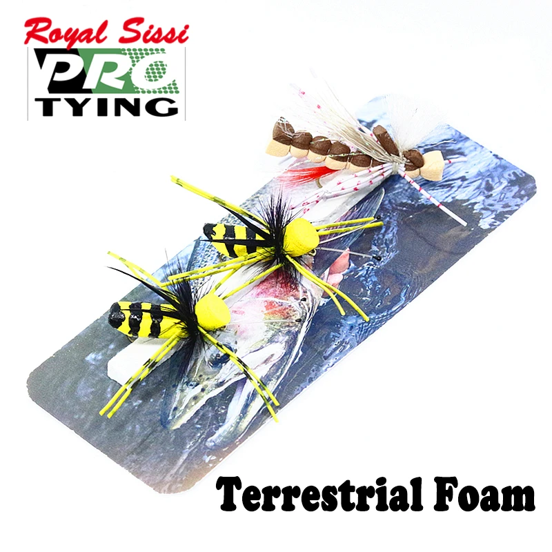 

Professional handtied 3pcs terrestrial insect fly lure 10#foam hopper &12#bumble bee assorted salmon steelhead fly fishing flies