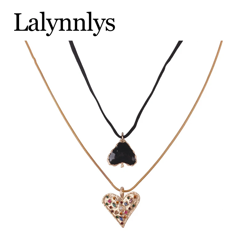 Lalynnlys ZA модное ожерелье в стиле панк винтажное массивное с подвеской форме сердца