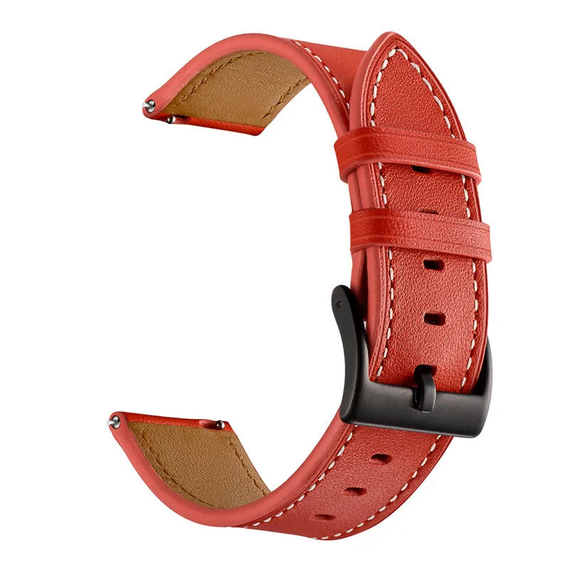 Кожаный ремешок для Xiaomi Huami Amazfit ремешок Bip спортивные умные часы с металлической пряжкой AMAZFIT GTS/GTR 42 мм браслет ремень - Цвет: Красный