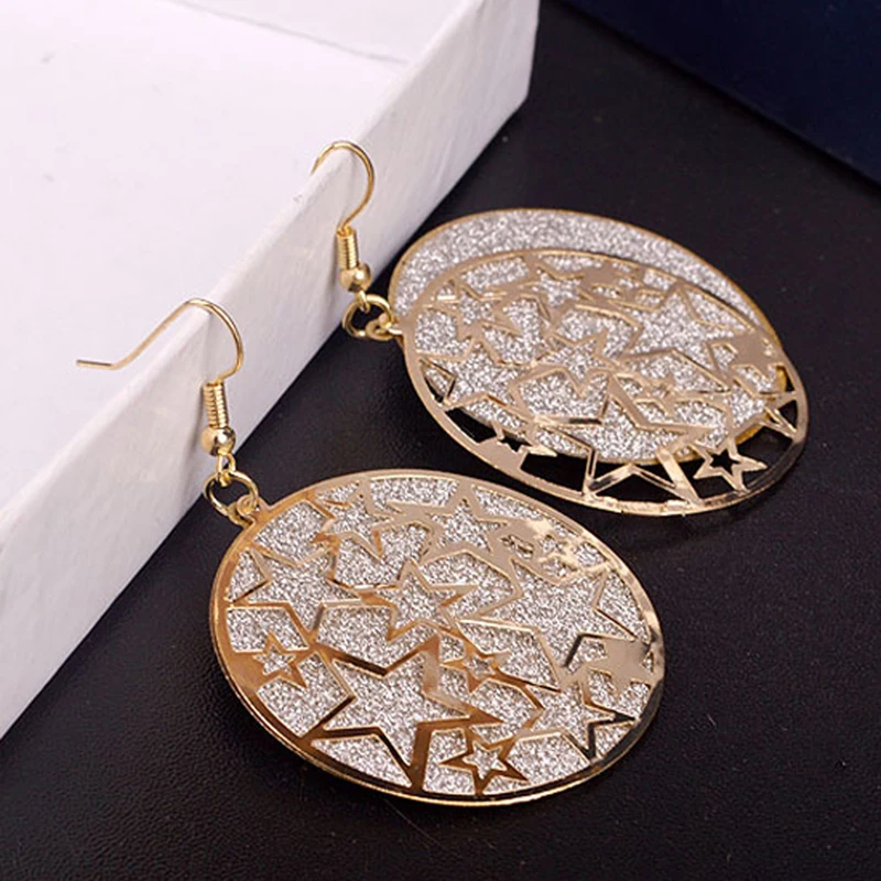 

LNRRABC Ellipse Five-pointed Star Vintage Retro Bohemian Big Long Dangle Earrings Fashion Jewelry Accessories Drop Shipping
