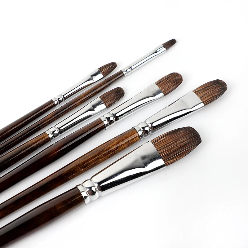 

Watercolor Flower marten Brush Round Head Set Long Rod Oil Brush Acrylic Pen Animal Hair Hand-painted 6 Pack Adult Paint Brush