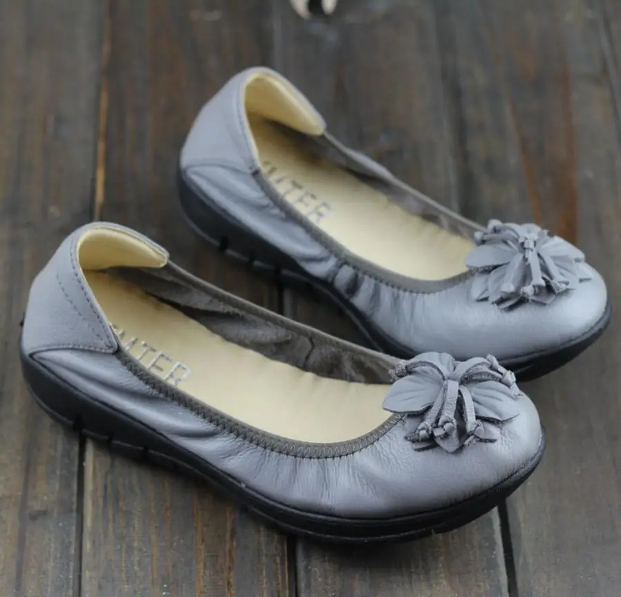 

Shoes Woman Flat Genuine Leather Slip on Loafers Ladies Moccasins Shoes Round to Anti-slip Women Flats Female Footwear