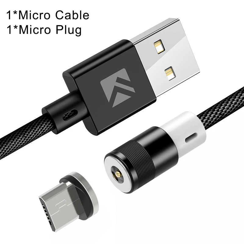 FLOVEME Micro USB кабель 1 м светодиодный магнитный usb type-C кабель для мобильного телефона световые кабели для iPhone samsung S9 Xiaomi зарядное устройство - Цвет: Micro Black