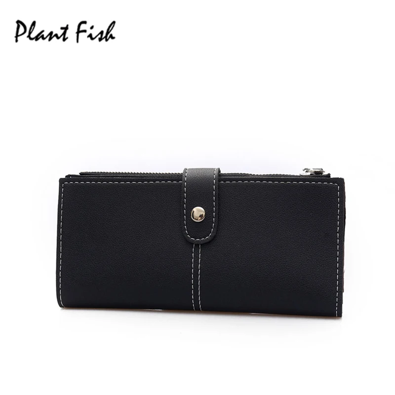 

Women Leather Wallets Organization Multi-purpose Hasp Simple Color Lady Purses Long Hand Bags Female