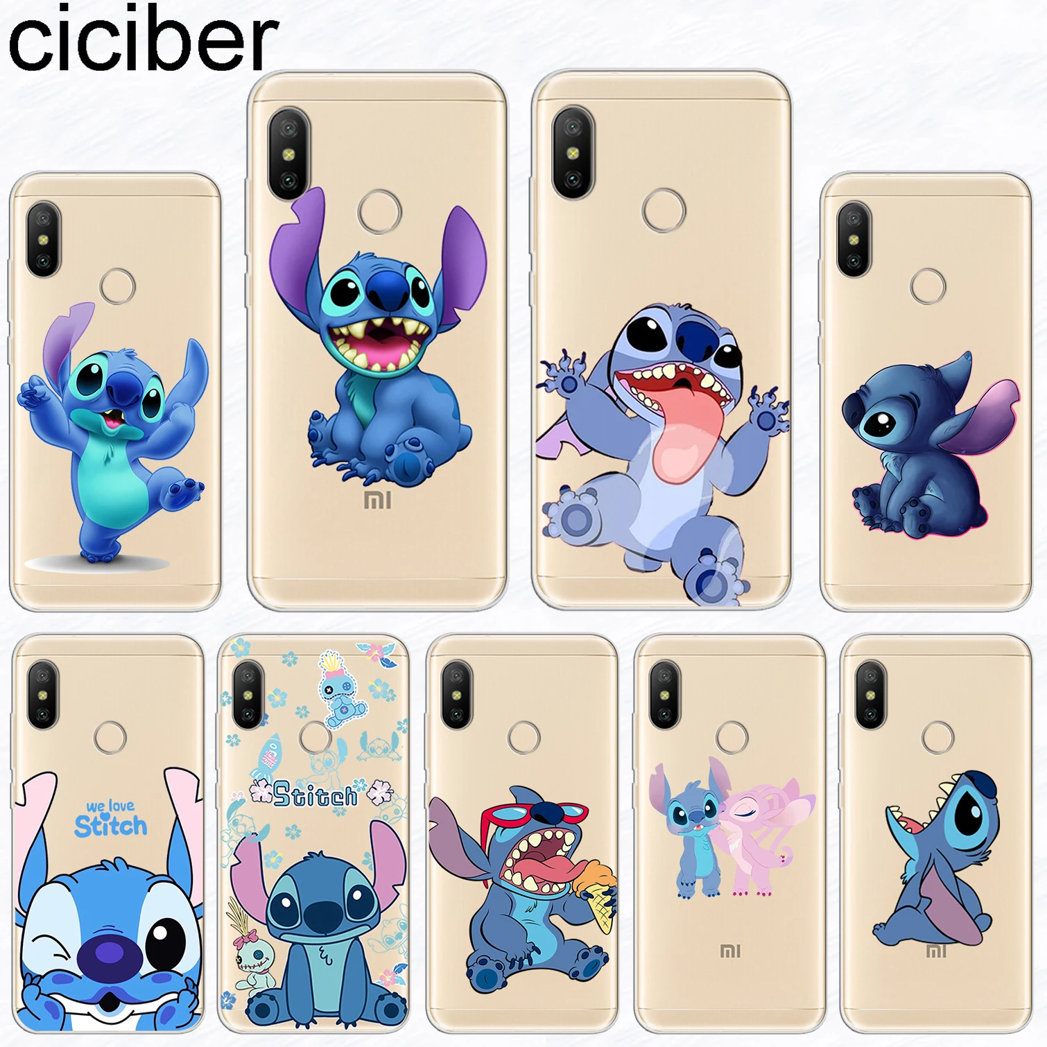 

ciciber for Xiaomi Redmi 6 5 4 3 A X S Plus Pro S2 Soft TPU Phone Cases For Redmi Note 6 5 4 3 X A Pro Funny Cute Stitch Funda