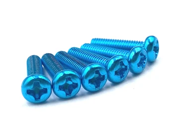 

M3 Aluminum Alloy color Phillips Screws Round Head Bolts Cross Slot Screw Bolt sky blue