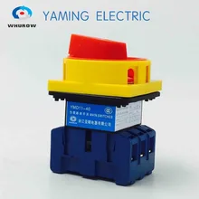 Isolating switch 40A 3 Phase 6 screw terminal Universal changeover cam rotary switch YMD11-40A Isolating switch 40A 3 Phase 6 screw terminal Universal changeover cam rotary switch YMD11-40A