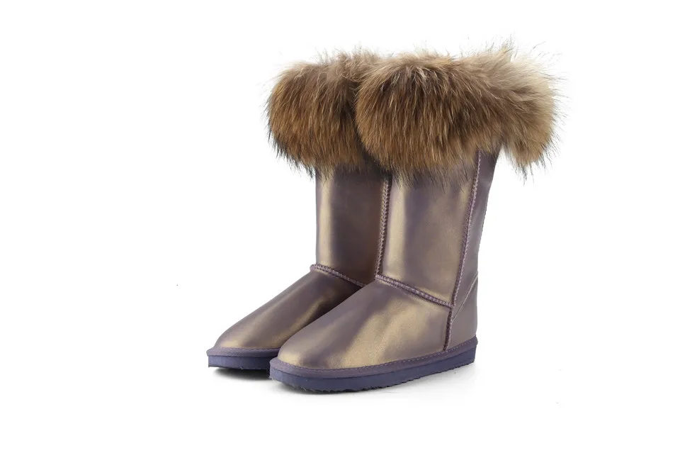 JXANG/модные ботинки; женские высокие ботинки; женские зимние ботинки; натуральная Водонепроницаемая зимняя обувь; натуральный Лисий Мех; кожа
