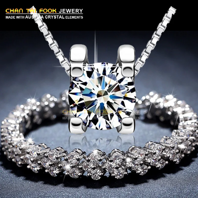 

IREACESS New Arrival Wedding Jewelry Sets Silver color with AAA Zircon crystal necklace and Earrings Set for women