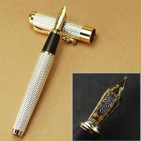 Jinhao1200 серебро 18KGP B перо перьевая ручка ДРАКОН РЕЗНЫЕ канцелярские принадлежности Школьные и офисные ручки