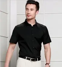 High-end brand men’s business casual spring and summer mulberry silk pure color short sleeve shirt silk shirt