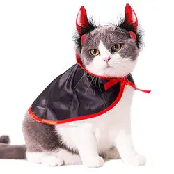 Костюм для кошки Рождество костюмы домашних животных накидка в виде кошки и шляпа капор для кошки кошка Хэллоуин Одежда для питомца одежда