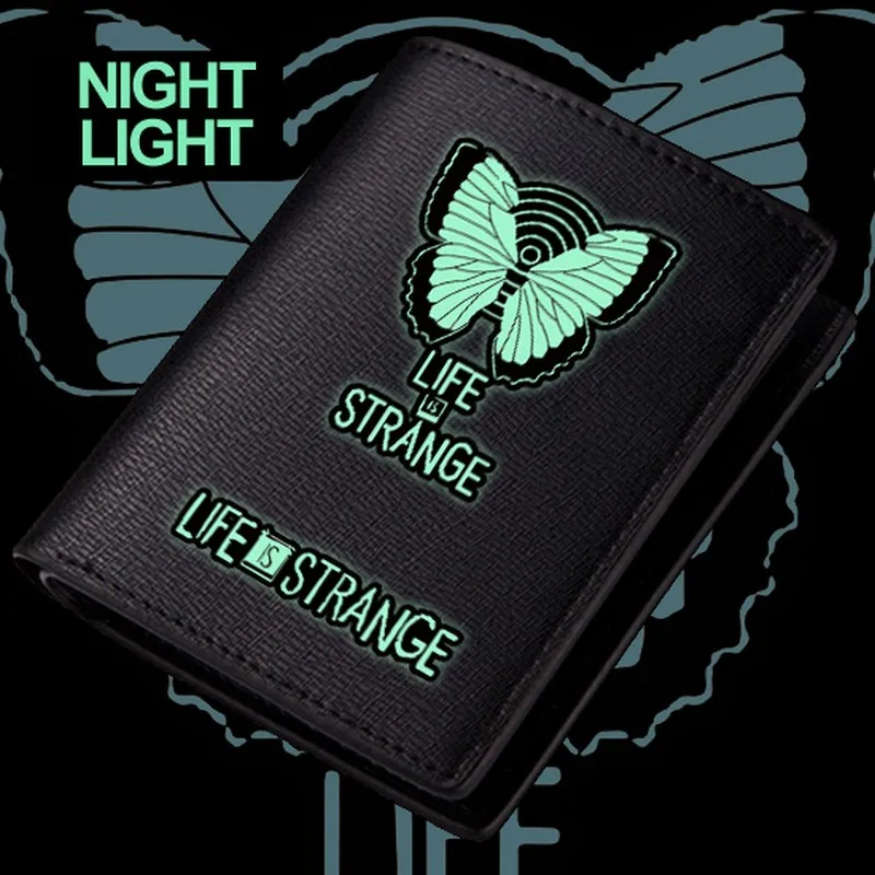 

MeanCat Life is Strange Quality Black PU Wallet Gathering Storm PC Game Collection Folder Wallets with Night Light Function