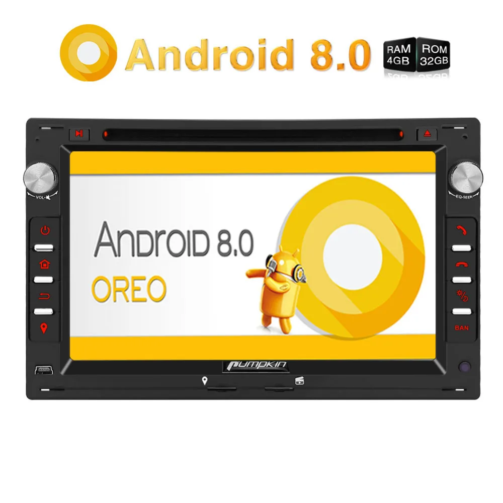 Pumpkin 2 Din 7''Android 8 0 автомобильный dvd плеер GPS Восьмиядерный 4 Гб ОЗУ 32 ПЗУ быстрая