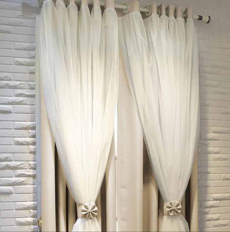 Nordic Ins Modern Tulle+Black Out Double Curtains Priceness house High Black Out Blinds Window Curtains For Livingroom