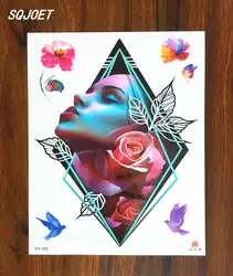 Горячая Мода Временные татуировки 3D Книги по искусству властная Красота и красочные роза одноразовые татуировки Наклейки