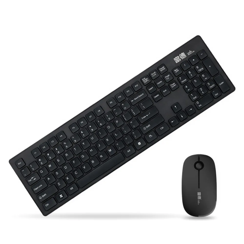 Fd G9300 Fashion 2.4g Wireless Keyboard + Mouse Mute Suit Black