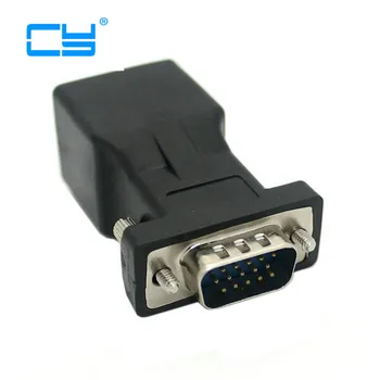 

Extender VGA RGB HDB 15pin Male to LAN CAT5 CAT6 RJ45 Network Cable Female Adapter