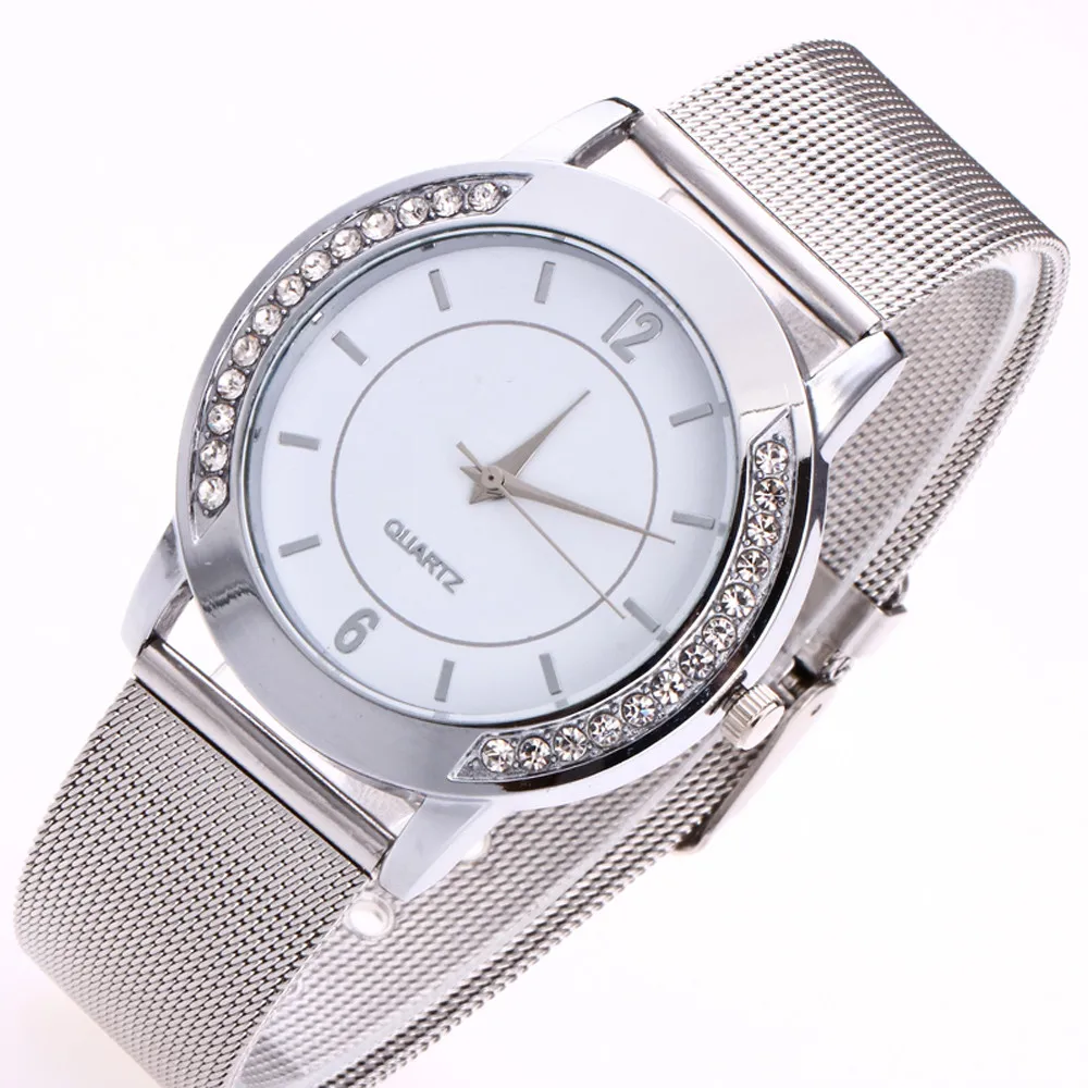 Женские часы, серебро, нержавеющая сталь, модные женские часы, кристалл, золотой, нержавеющая сталь, аналоговые кварцевые наручные часы, браслет, часы 30X